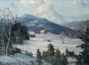 Houses In Winter Landscape by Charles E. Buckler
