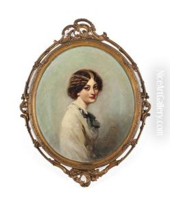 Portrait Of A Young Lady, Half-length, Seated, In A White Dress by Richard Buckner