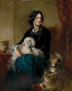 Portrait De Lady Alfred Paget Avec Son Chien Maltais Sur Les Genoux