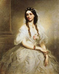 Portrait Of Mrs. C. W. Stoughton Wearing A White Dress