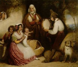 Familie Mit Einem Musikanten Und Hund