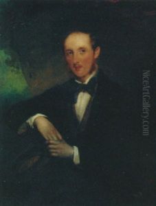 Portrait Of Lieutenant Colonel James Charles Murray Cowell, Wearing A Black Coat And Blue Bow Tie, Holding A Hat Portrait Of Lieutenant Colonel James Charles Murray Cowell, Wearing A Black Coat And Blue Bow Tie, Holding A Hat