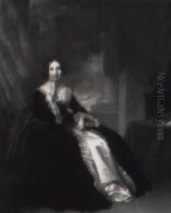 Portrait Of A Lady In Blue Velvet Dress by Richard Buckner