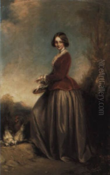 Portrait Of Lady Dorothy Nevill, Feeding Chickens - view 1