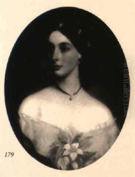 Portrait Of A Young Woman With Flowers At Breast - view 1