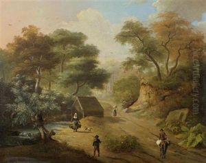 Waldlandschaft Mit Bach Und Passagieren