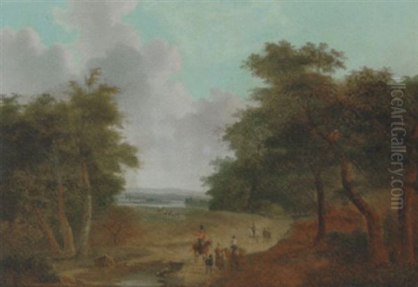 Travellers On A Wooded Track - view 1