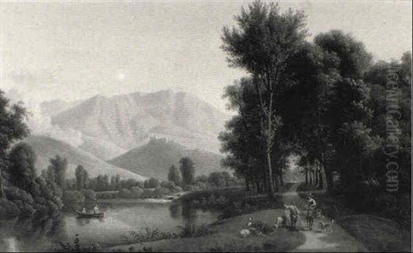 Paysans Sur Un Chemin Le Long D'une Riviere - view 1