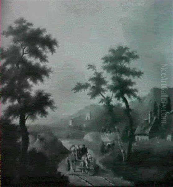 Paysage Avec Une Route Pres D'une Chaumiere - view 1