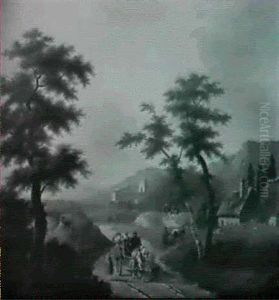 Paysage Avec Une Route Pres D'une Chaumiere