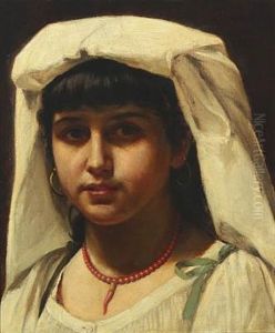 An Italian Woman With A White Headcloth by Gustav Daniel (Yakovlevich) Budkovski