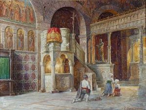 Andagtssogende Bonder I Kirken St. Maria I Porclaneta (abruzzerne)