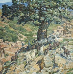 A Boy And His Goats Above Anticoli, Italy