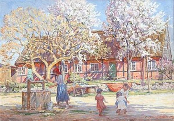Spring Day In Melsted With Playing Children - view 1