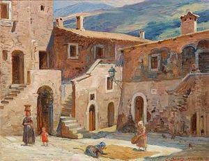 Byparti Med Kvinder Og Born Fra Scanno, Abruzzerne