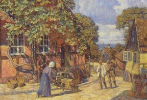Landsbygade Med Figentrae Og Folkeliv, Antagelig Fra Gudhjem