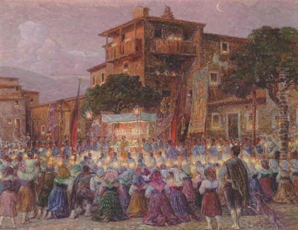 Religios Folkefest I Italien Ved Nattetid - view 1