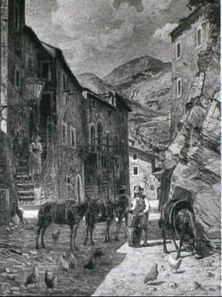 Italiensk Gadeparti Med Mand Og Aesler Fra Anticoli - view 1