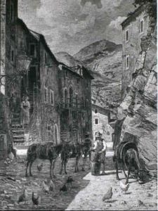Italiensk Gadeparti Med Mand Og Aesler Fra Anticoli