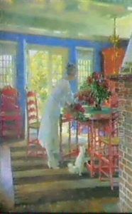Interior, Sondag Morgen I Den Bla Stue, Kunstnerens Hustru Saetter Blomster I Vand Interior, Sondag Morgen I Den Bla Stue, Kunstnerens Hustru Saetter Blomster I Vand