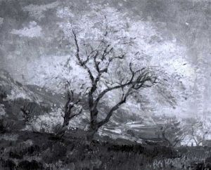 Blossoming Trees Along The Coast (+ Early Spring, Smaller, Oil On Canvas; 2 Works) by Karl Albert Buehr