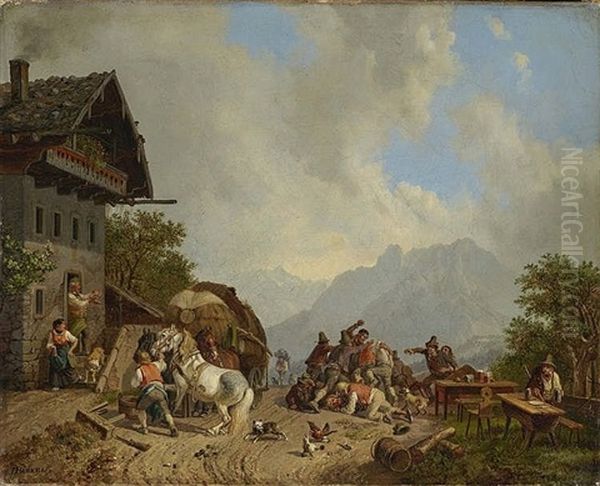 Fight In Front Of An Inn - view 1