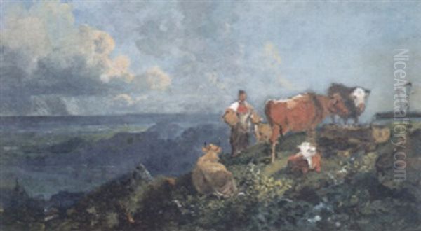 Sennerin Mit Kuhen Auf Der Alm - view 1