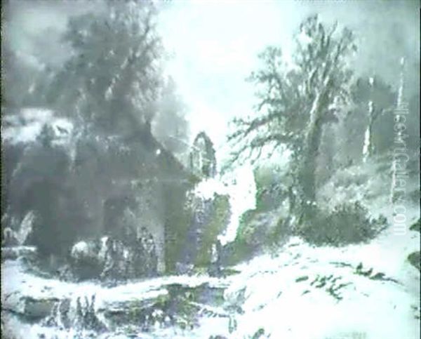 Figures By A Country Smithy In Winter - view 1