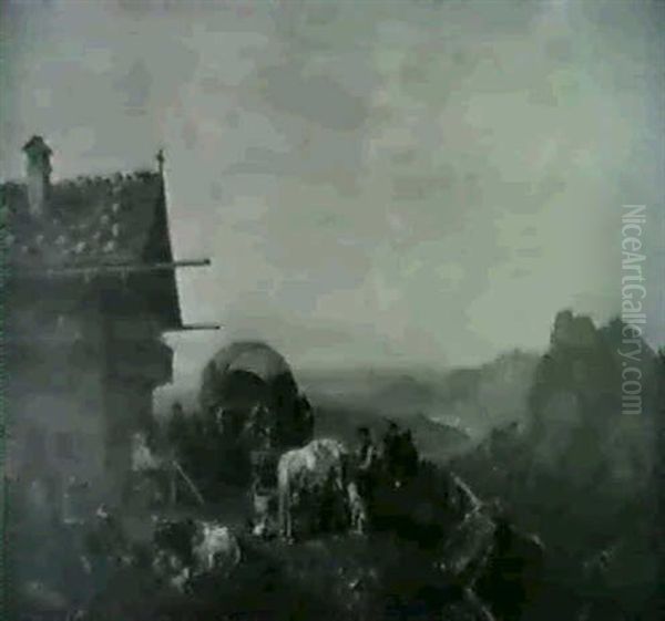 Travelers At An Alpine Tavern - view 1