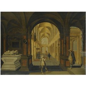 A Church Interior With Cavaliers In The Foreground A Church Interior With Cavaliers In The Foreground