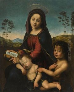 Madonna And Child With Saint John The Baptist by Giuliano Bugiardini