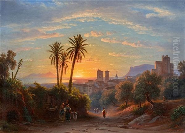 South Italian Landscape At Sunset - view 1