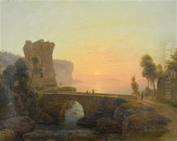 Italienische Landschaft Mit Sonnenuntergang - view 1