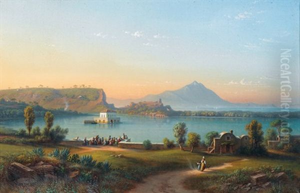 Lago Di Fusaro Mit Der Casina Reale Bei Neapel - view 1