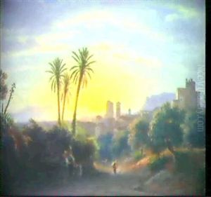 Italienische Vedute Bei Sonnenuntergang