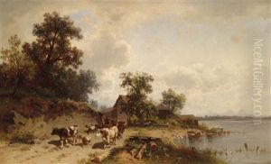 Rinderherde Am Seeufer by Conrad Buehlmayer