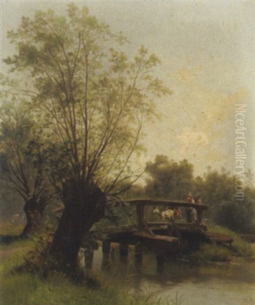 Ziegenhirtin Auf Einer Holzbrucke - view 1