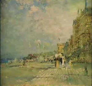 La Plage De Trouville by Felix-Hilaire Buhot