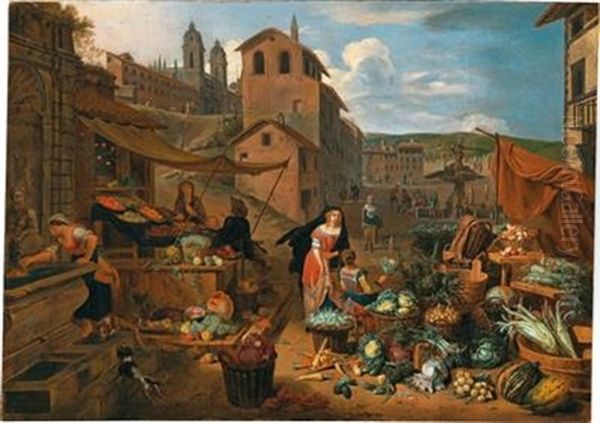 A Market Scene In Rome - view 1