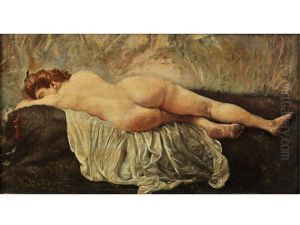 Liegender Frauenakt by Vlacho Bukovac
