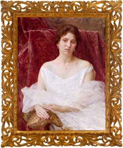 Bildnis Einer Dame In Weisem Kleid by Vlacho Bukovac