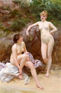 Zwei Madchen Nach Dem Bade by Vlacho Bukovac