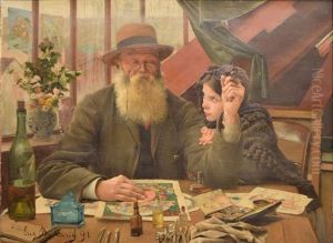L'illustrateur Et Sa Fille A L'atelier by Jean Eugene Buland