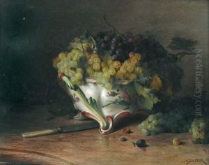 Stillleben Mit Trauben In Einer Porzellanschale by Charles Bulffer