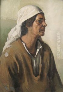 Woman With White Kerchief by Petru Bulgaras