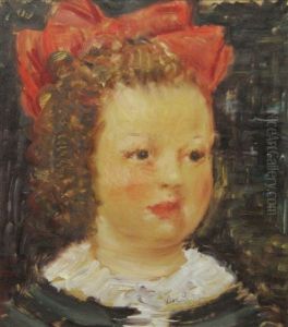 Little Girl With Red Bow by Bob (Gheorghe) Bulgaru