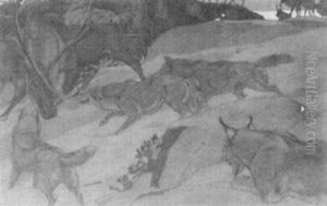 Wolves Attacking Caribou by Charles Livingston Bull