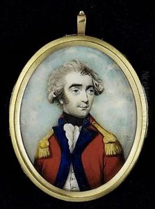 An Officer, Wearing Scarlet Coat With Blue Facings, Gold Epaulettes by Richard Bull