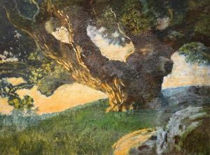 Lone Oak At Sunset by William Howell Bull