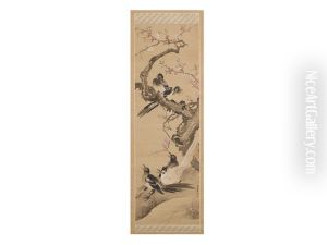 Birds And Peach Blossom by Tani Buncho